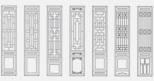 乐业常用中式仿古花窗图案隔断设计图